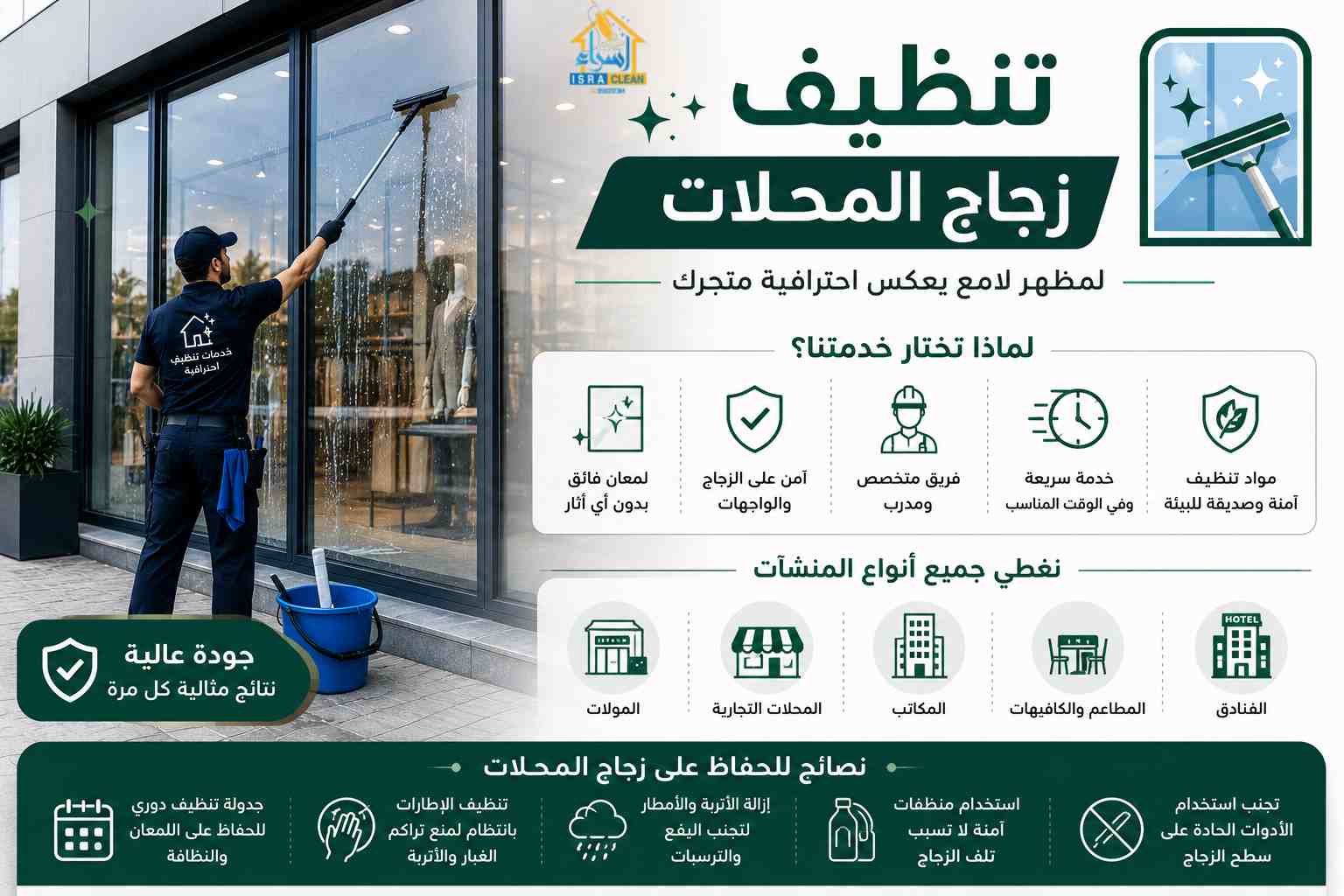 تنظيف زجاج المحلات
